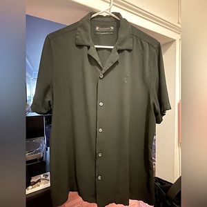 AllSaints Venice Camp Collar Ramskull Shirt - Black - SM